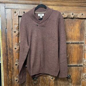 NWOT Joseph Abboud Wool Shawl Collar Sweater MenS XL Brown Heather Knit Pullover